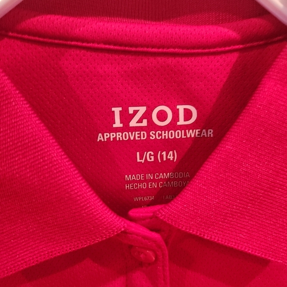 IZOD Girls Red Performance Polo - Picture 3 of 6